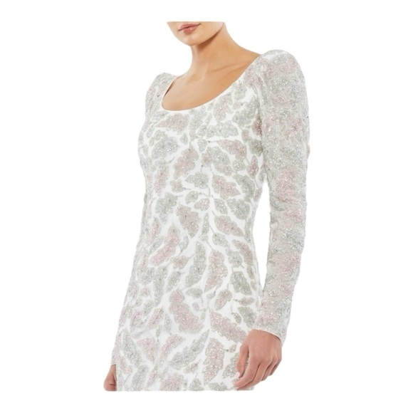 Mac Duggal Foliage Embellished Midi Sheath in Ivory Dress NWT - Picture 7 of 9